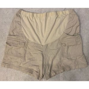 Womens Maternity Cargo Shorts Sz S Small Khaki